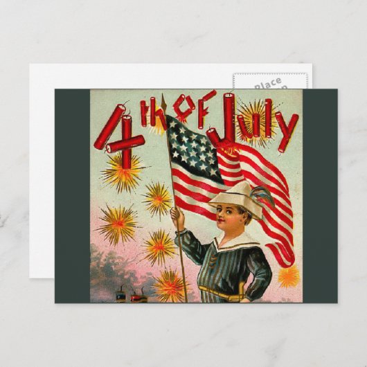 Vintage 4 juli Briefkaart (Voorkant / Achterkant)