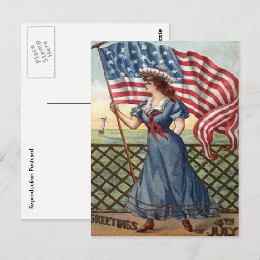 vintage 4 juli briefkaart (Voorkant / Achterkant)