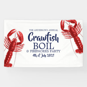 Vintage 4 juli Crawfish Boil Summer Party Spandoek