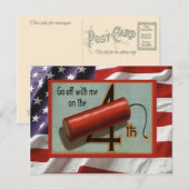 Vintage 4 juli, Feest, vuurwerk Uitnodiging Briefkaart (Voorkant / Achterkant)