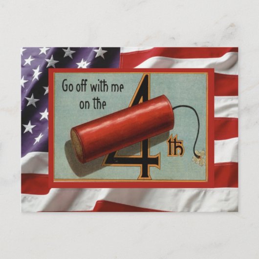 Vintage 4 juli, Feest, vuurwerk Uitnodiging Briefkaart (Voorkant)