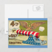 Vintage 4 juli Groeten Briefkaart (Voorkant / Achterkant)