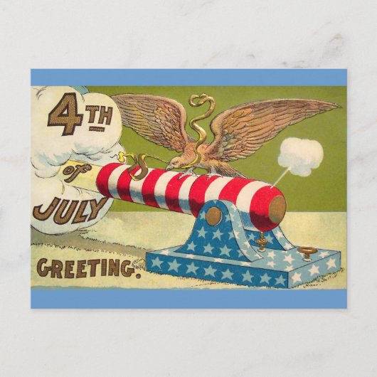 Vintage 4 juli Groeten Briefkaart (Voorkant)