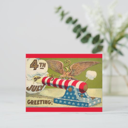 Vintage 4 juli Groeten Briefkaart (Staand voorkant)