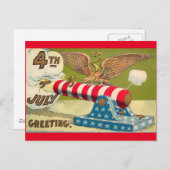 Vintage 4 juli Groeten Briefkaart (Voorkant / Achterkant)