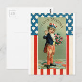 Vintage 4 juli Jong Uncle Sam Briefkaart (Voorkant / Achterkant)