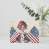 Vintage 4 juli Little Lady Liberty Briefkaart (Staand voorkant)