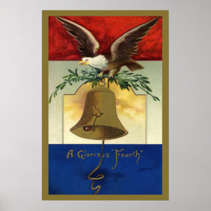 Vintage 4 juli met adelaar en Liberty Bell Poster