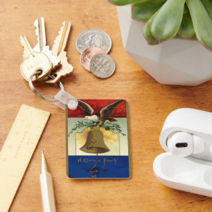Vintage 4 juli met adelaar en Liberty Bell Sleutelhanger