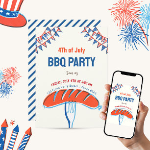 Vintage 4 juli Onafhankelijkheidsdag BBQ Party Kaart