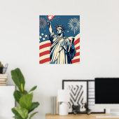 Vintage 4 juli patriottische poster – Land van de (Thuiskantoor)