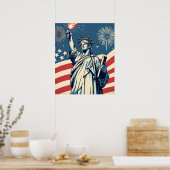 Vintage 4 juli patriottische poster – Land van de (Keuken)