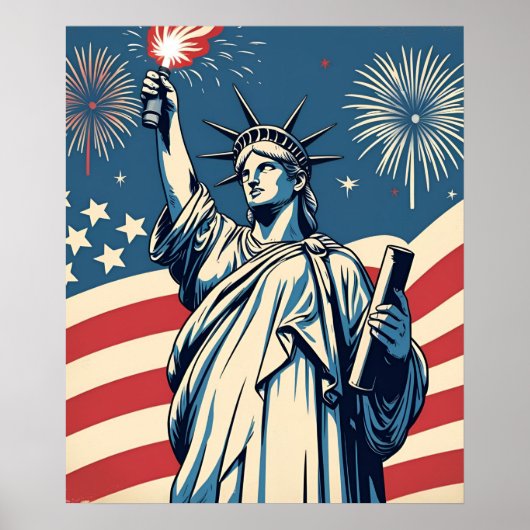 Vintage 4 juli patriottische poster – Land van de (Voorkant)
