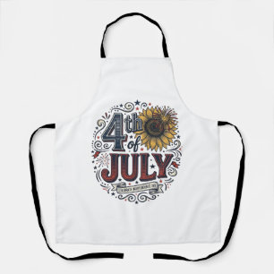 Vintage 4 juli patriottische zonnebloem shirt Desi Schort