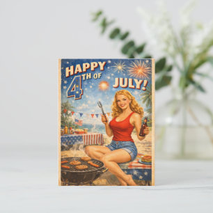 Vintage 4 juli Pin-Up Prentbriefkaart Briefkaart