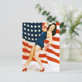 Vintage 4 juli Pinup Briefkaart (Staand voorkant)