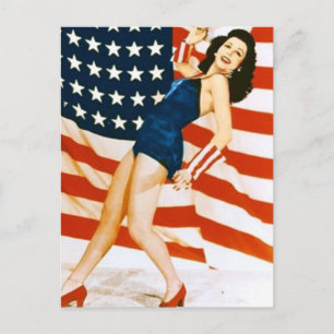 Vintage 4 juli Pinup Briefkaart