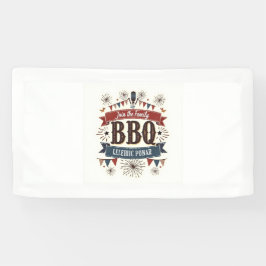 Vintage 4 juli-spandoek –Rustic BBQ-feestdecoratie Spandoek