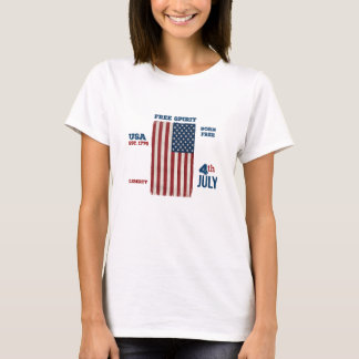 Vintage 4 juli USA-vlag Vrije geest Patriottisch T-shirt