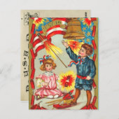 Vintage 4 juli Vuurwerk Briefkaart (Voorkant / Achterkant)