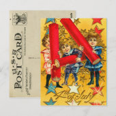 Vintage 4 juli Vuurwerk Briefkaart (Voorkant / Achterkant)