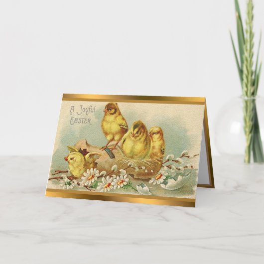 Vintage 4 Kippen Paasvakantie gevouwen kaarten (Voorkant)