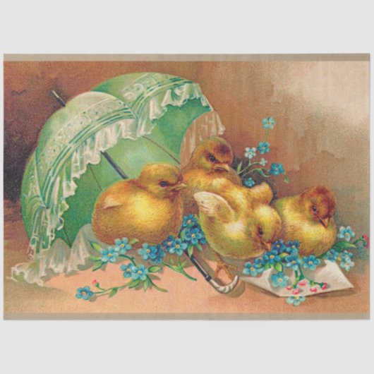 Vintage 4 Kippen Paasvakantie Tissuepapier (Voorkant)