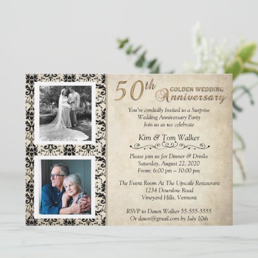 Vintage 50e verjaardagsviering kaart (Staand voorkant)