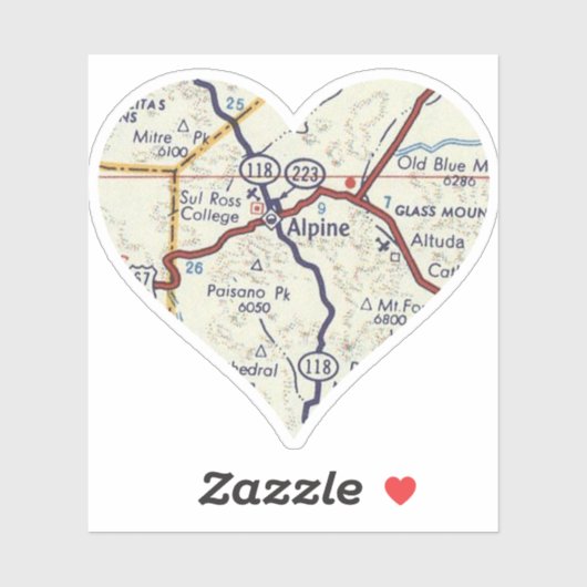 Vintage 50's Alpine Texas Map Sticker (Vel)