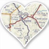 Vintage 50's Alpine Texas Map Sticker (Voorkant)