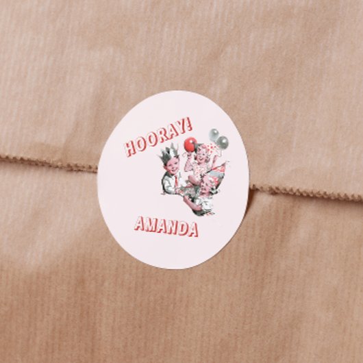 Vintage 50s Classic Eenvoudige Kinderen Verjaardag Ronde Sticker