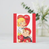 Vintage 50's Duivel en Angel Valentijn Briefkaart (Staand voorkant)
