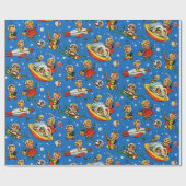 Vintage 50s Rockets en Flying Saucer Kinder Cadeaupapier (Vlak)