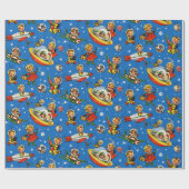 Vintage 50s Rockets en Flying Saucer Kinder Cadeaupapier (Vlak)