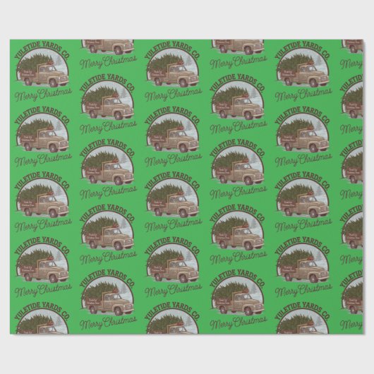 Vintage 50's truck kerst cadeaupapier (Vlak)