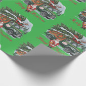 Vintage 50's truck kerst cadeaupapier (Hoek)