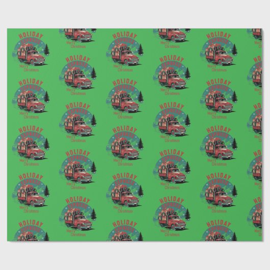 Vintage 50's truck kerst cadeaupapier (Vlak)