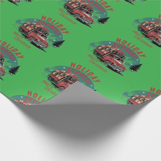 Vintage 50's truck kerst cadeaupapier (Hoek)