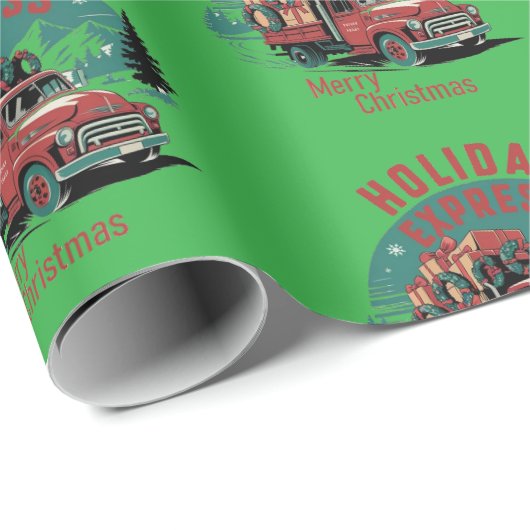 Vintage 50's truck kerst cadeaupapier (Rol Hoek)