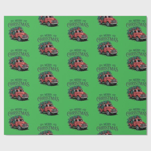 Vintage 50's truck kerst cadeaupapier (Vlak)