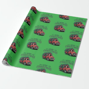 Vintage 50's truck kerst cadeaupapier