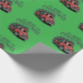 Vintage 50's truck kerst cadeaupapier (Hoek)