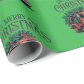 Vintage 50's truck kerst cadeaupapier (Rol Hoek)