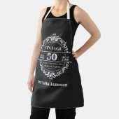 Vintage 50ste zwart-wit monogram verjaardag schort (Insitu)