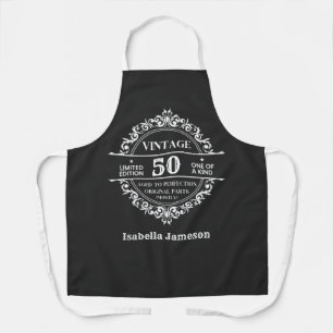 Vintage 50ste zwart-wit monogram verjaardag schort