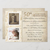 Vintage 50th verjaardagsfeest kaart (Voorkant / Achterkant)