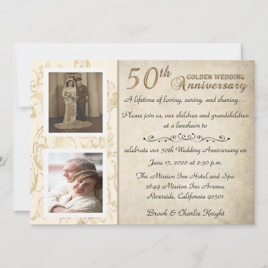 Vintage 50th verjaardagsfeest kaart (Voorkant)