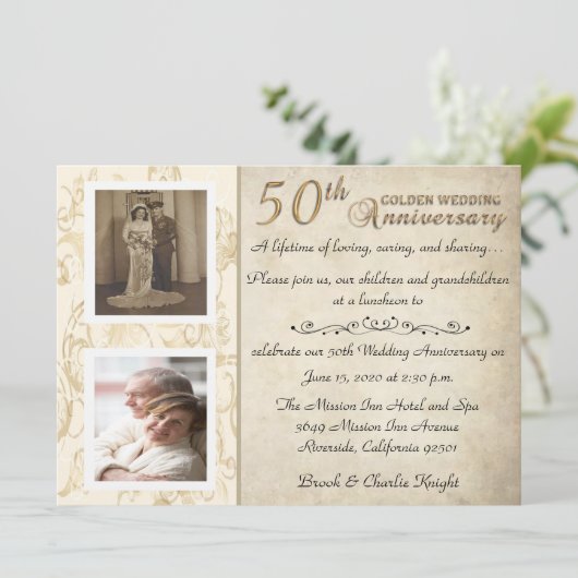 Vintage 50th verjaardagsviering kaart (Staand voorkant)