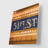 Vintage 51st Street, Manhattan, NYC Vierkante Klok (Hoek)