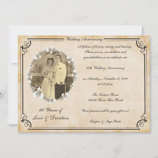 Vintage 60e Jubileum feestdag Kaart (Voorkant)